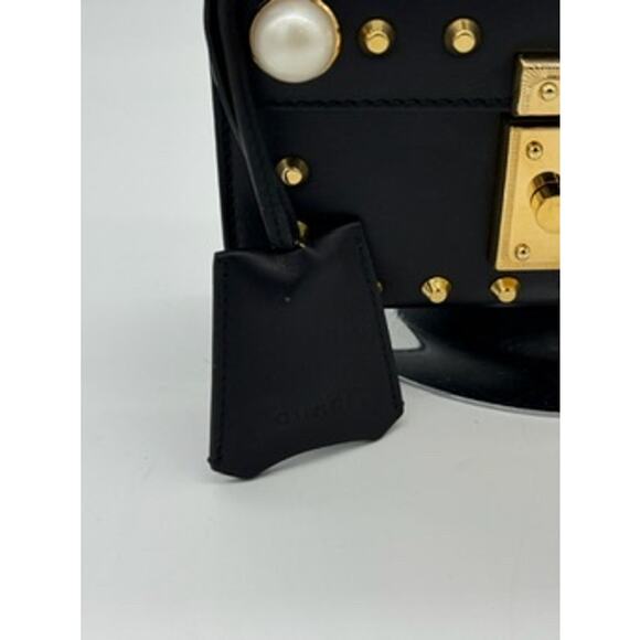 Gucci Calfskin Studded Small Padlock Pearl Shoulder Bag*Black*COA - Picture 10 of 15